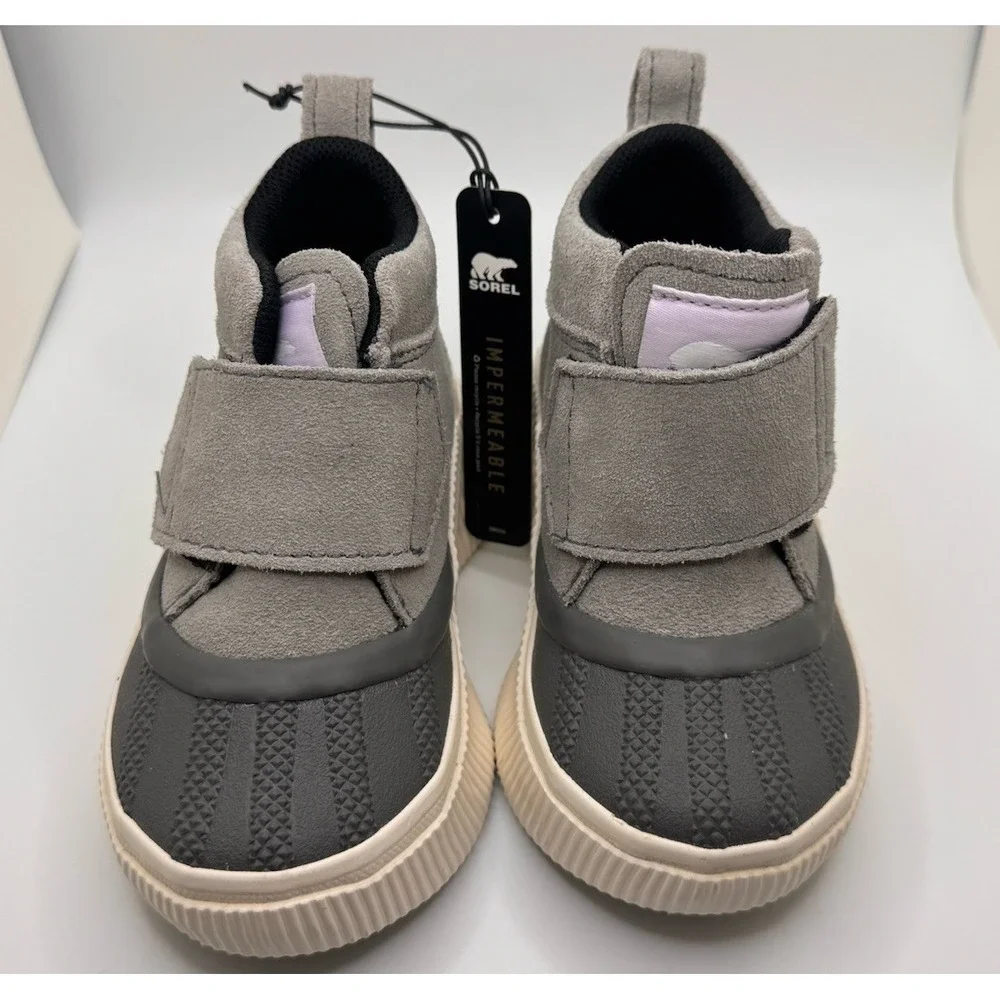 Sorel Gray Purple Child Out N About IV Strap Waterproof Boots Sz 7 Toddler - NEW